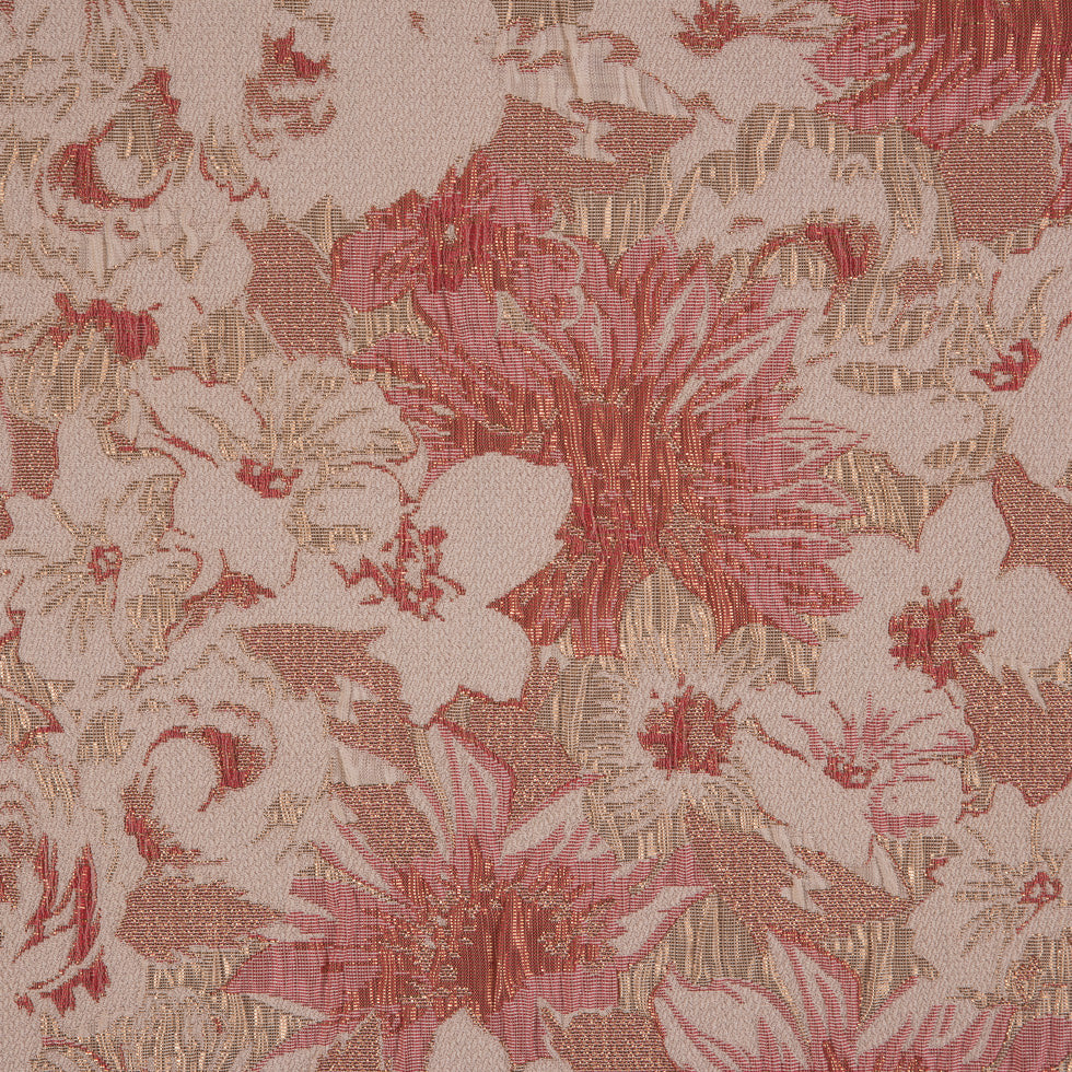 Metallic Gold/Coral/Ivory Floral Jacquard - Joann Fabrics