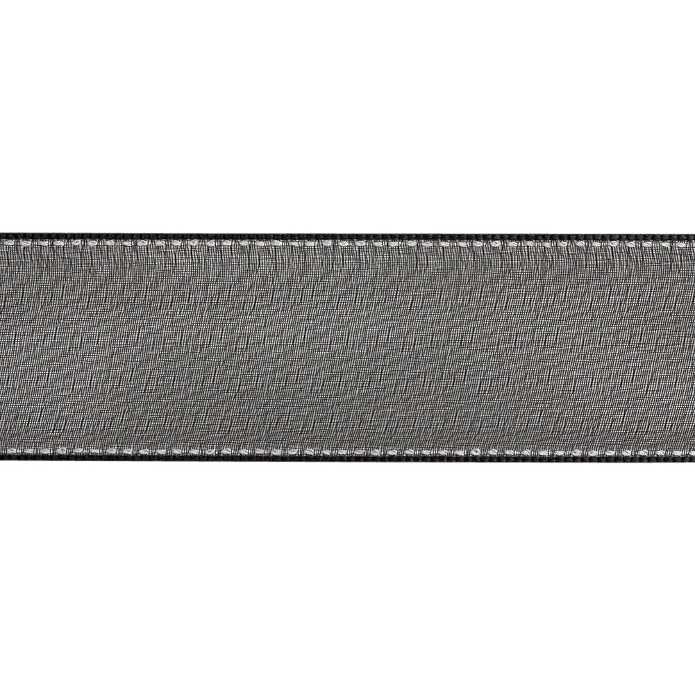 Sheer Ribbon with White Stitched Border - 1.625