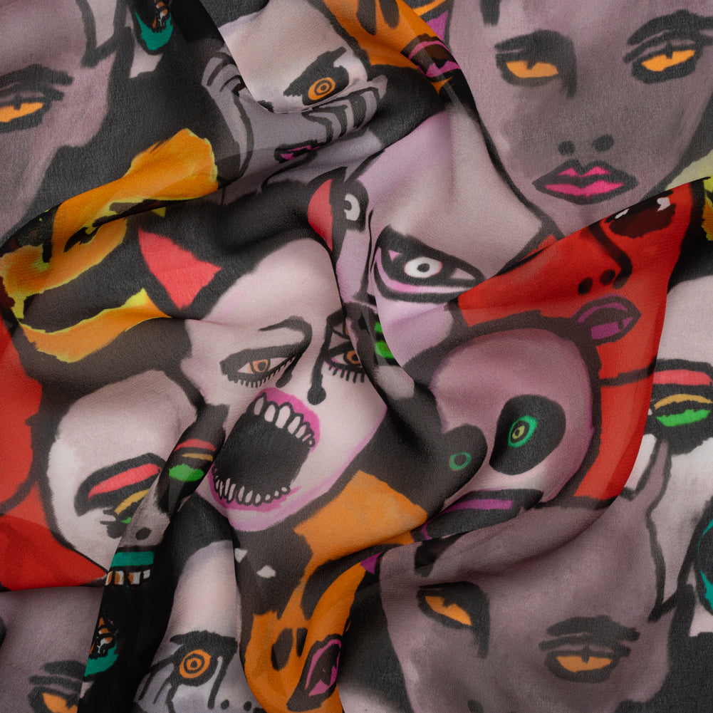 Mood Exclusive Red Nefarious Fiends Viscose Chiffon - Joann Fabrics