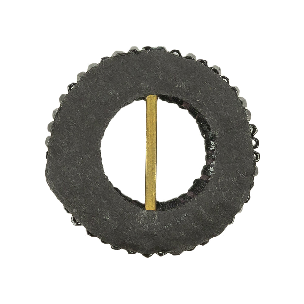 Vintage Jet Beaded Circular Slider with Brass Bar - 1.125