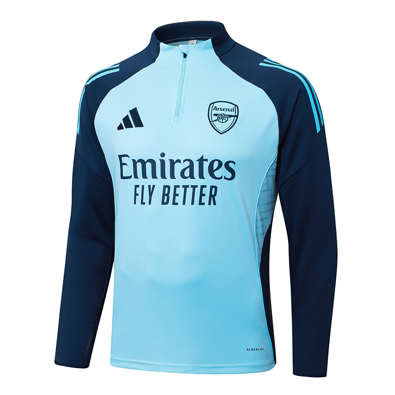 2025/2026 Arsenal Half-Pull Training Suit Light Blue Football Shirt 1:1 Thai Quality Set