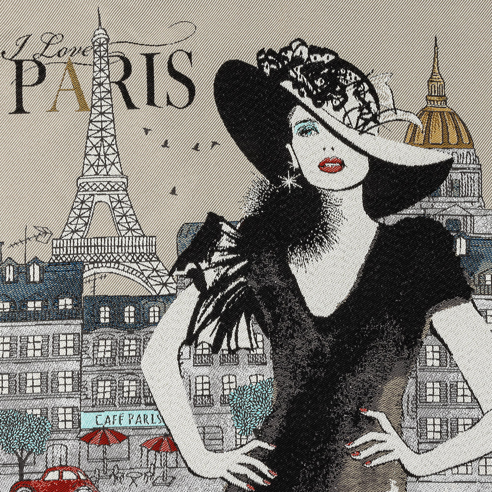 French Linen I Love Paris Oversized Square Patch - 18.875