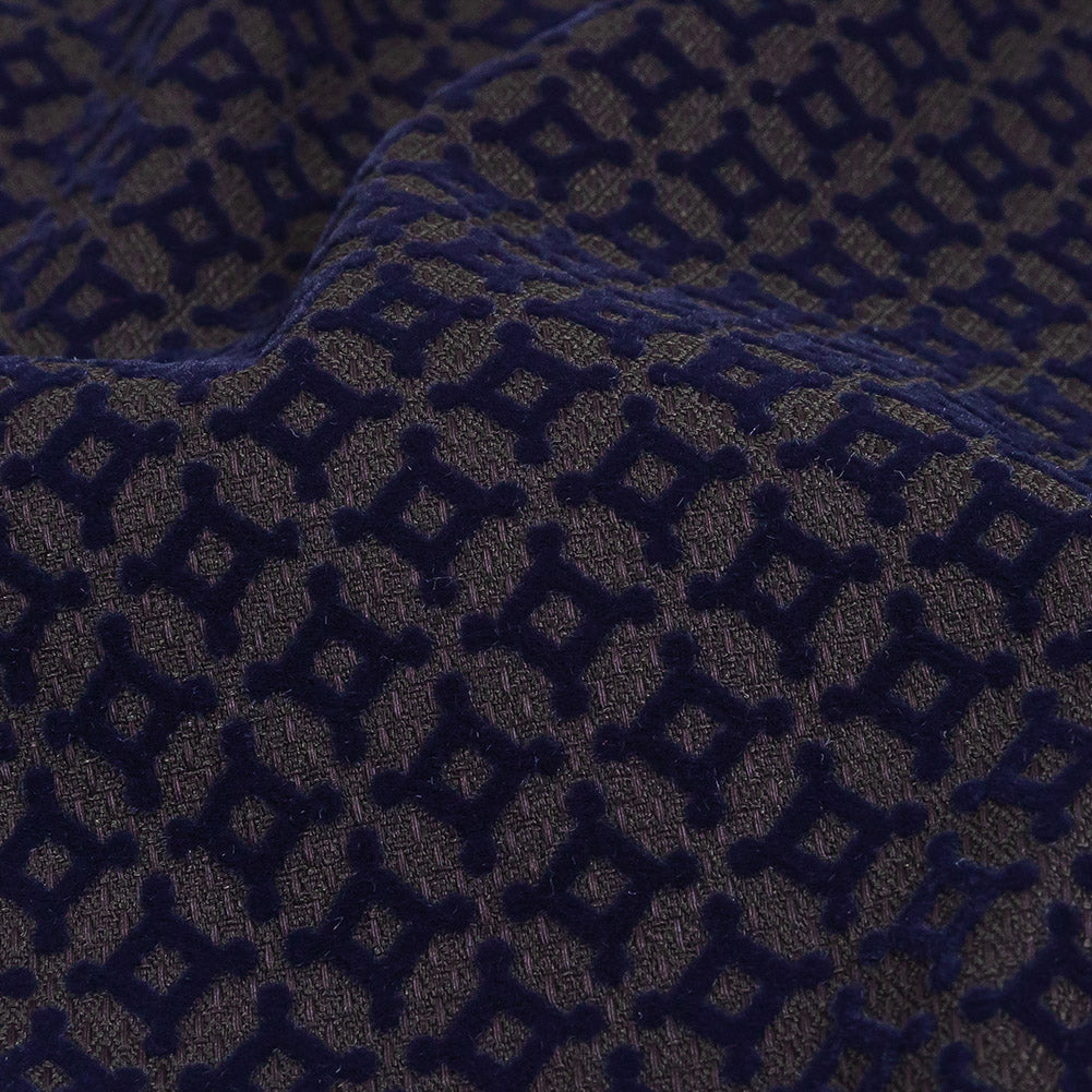 Navy Flocked Diamond Stars on Black Diamonds Stretch Cotton Dobby - Joann Fabrics