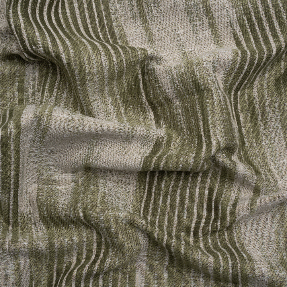 Drapery Jacquard - Moss Ikat Stripes - British Imported - Joann Fabrics