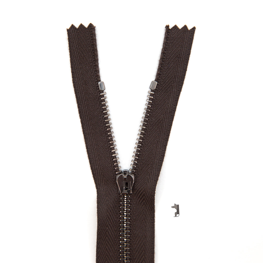 Mood Exclusive Italian Brown and Gunmetal T3 Closed End Metal Zipper - 9