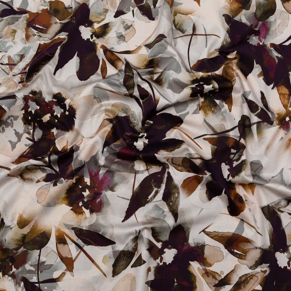 Stretch Cotton Sateen - Burgundy and White Floral - A Drop of Golden Sun Print - Mood Exclusive Harvest Collection - Joann Fabrics