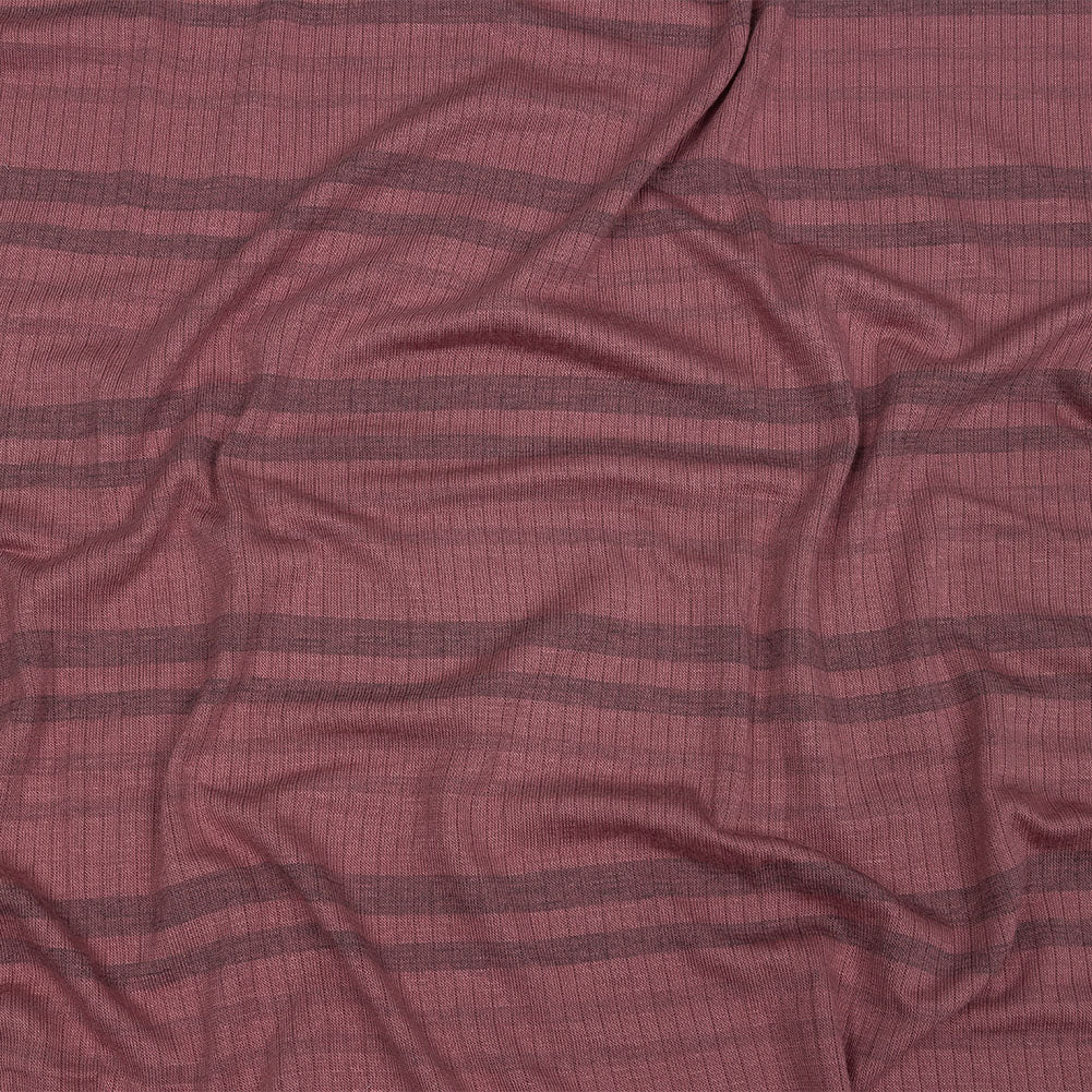 Rose and Charcoal Striped Stretch Rayon Rib Knit - Joann Fabrics