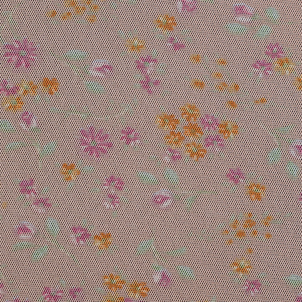 Orange Sherbet Floral Printed Polyester Mesh - Joann Fabrics