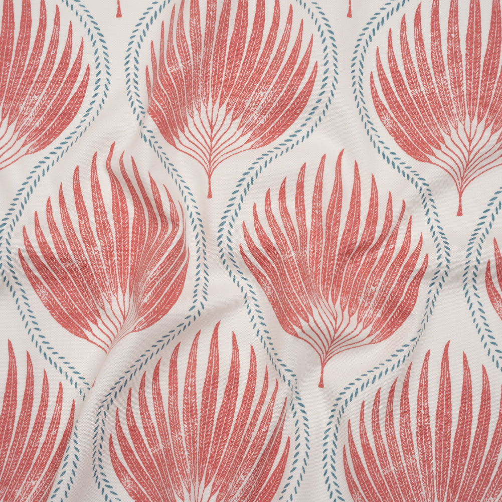 Cotton Canvas Print - Strawberry Palm Leaf Ogee - British Imported - Joann Fabrics