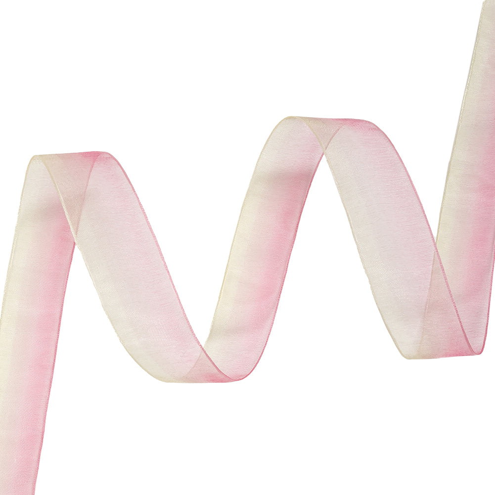 Sheer Yellow and Hot Pink Ombre Ribbon - 0.875