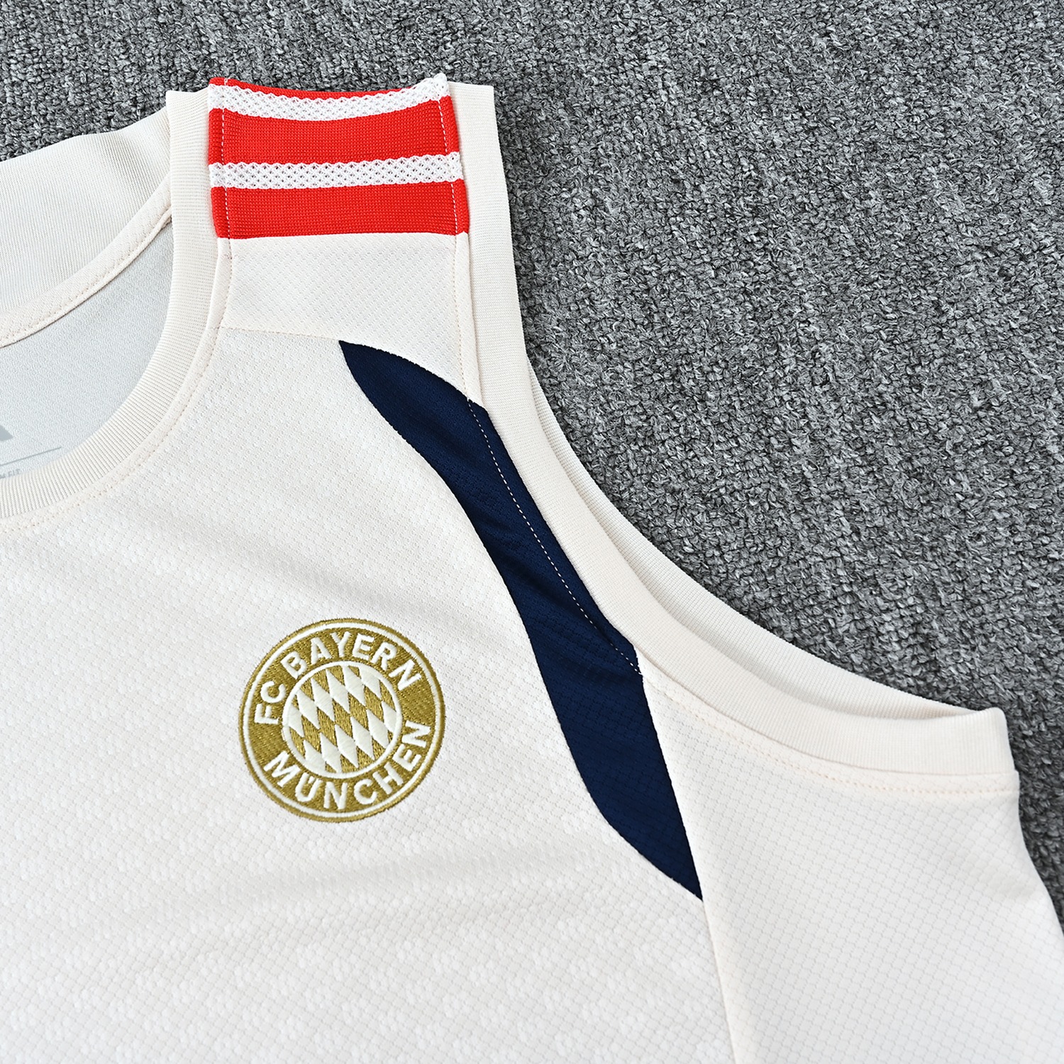 Bayern Munich 26-27 Vest Training Set - Cream Vest and Deep Blue With Light Blue Accents Shorts - UnitedFutballJersey