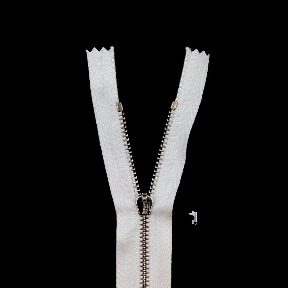 Mood Exclusive Italian White and Silver T3 Closed End Metal Zipper - 9