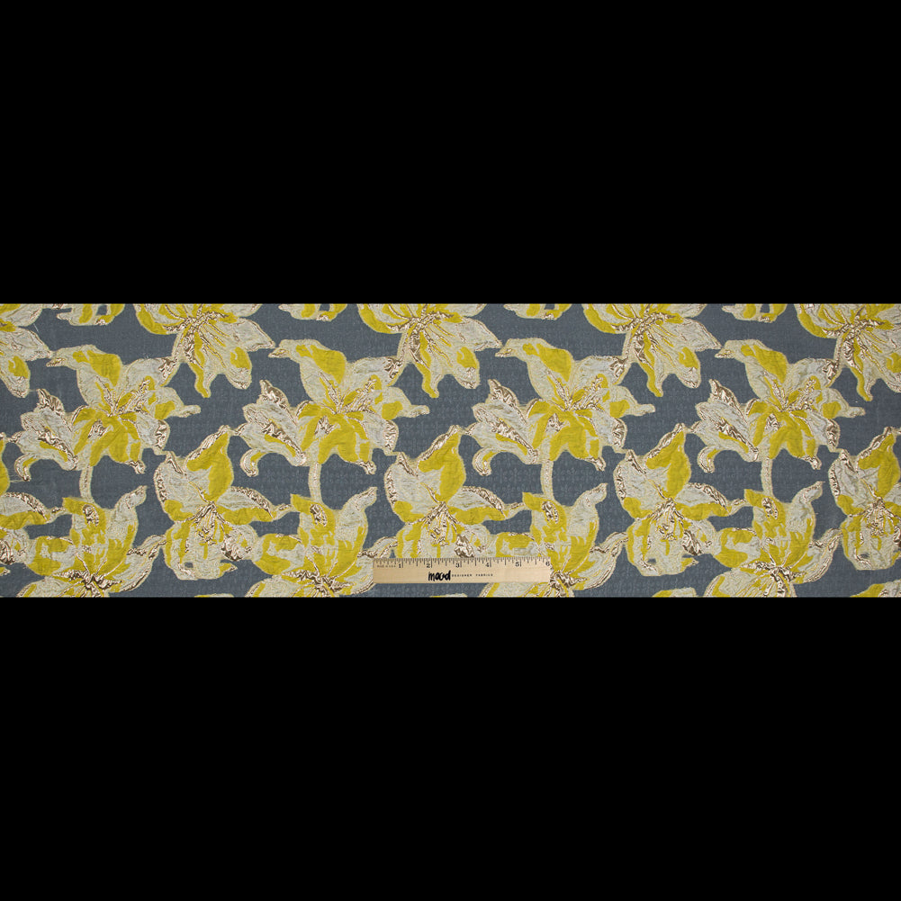 Yellow and Metallic Gold Luxury Floral Burnout Brocade - Joann Fabrics