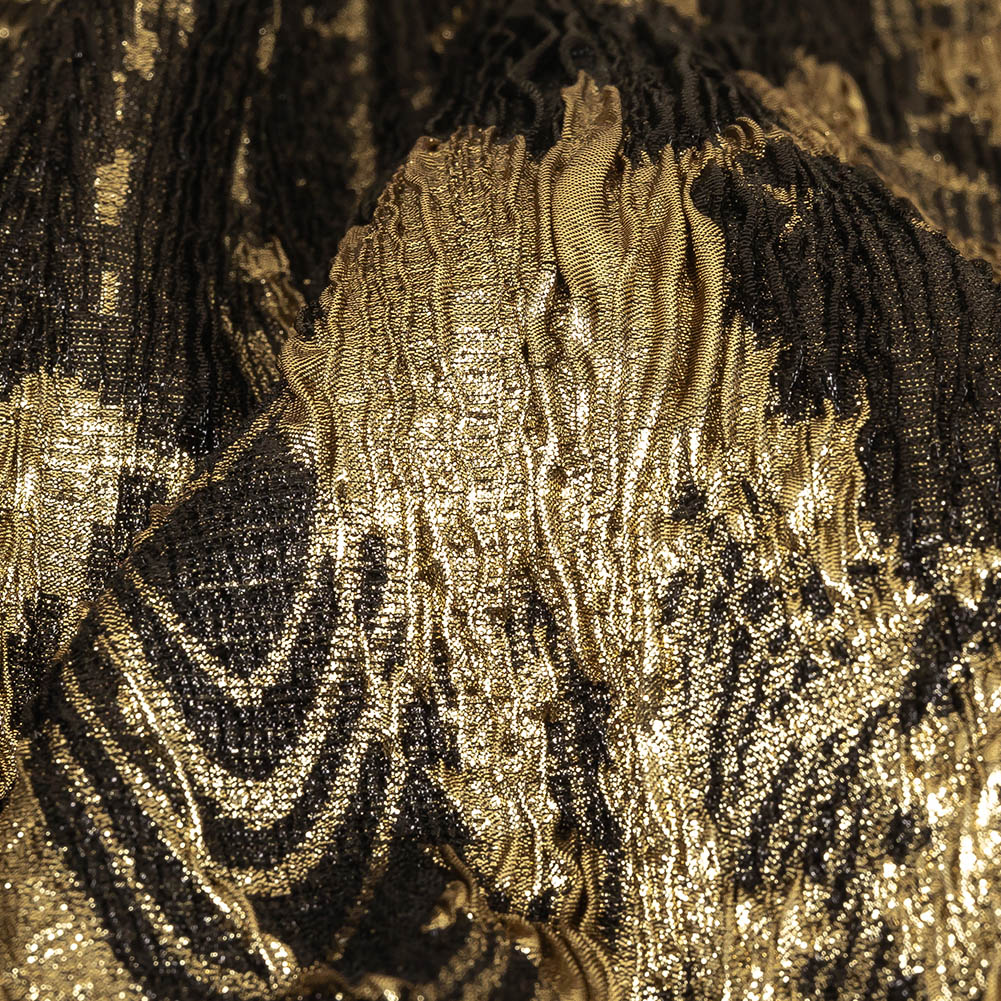 Metallic Gold and Black Wood Grain Luxury Plisse Brocade - Joann Fabrics