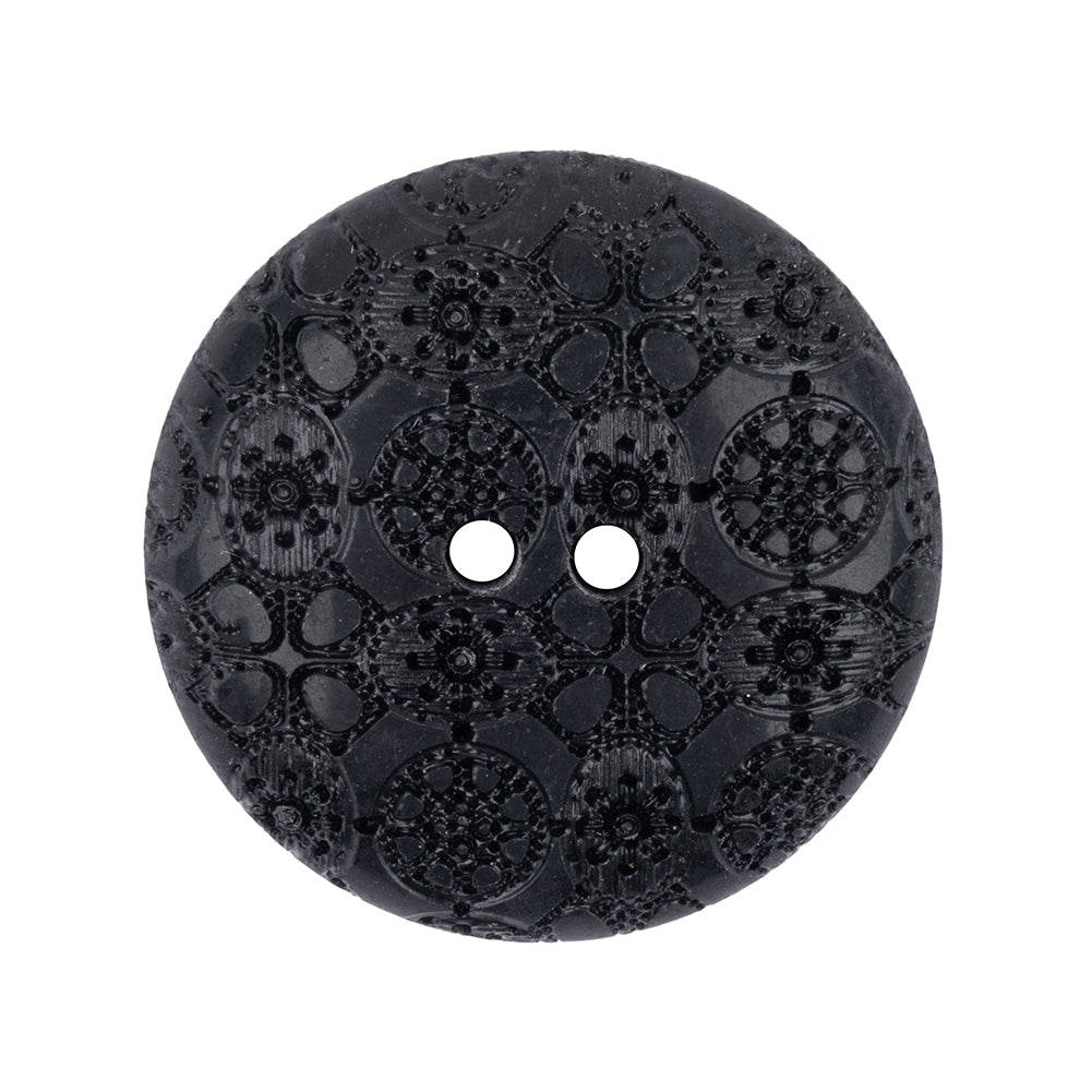 Black Rolled Rim Floral and Abstract Textured 2-Hole Button - 44L/28mm - Joann Fabrics
