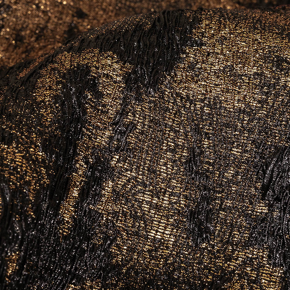 Metallic Bronze and Black Abstract Luxury Plisse Brocade - Joann Fabrics