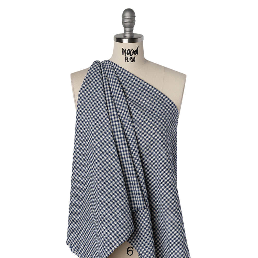 Cotton Homespun Rustic Shirting - Marine Blue and Cream Gingham Check - Deadstock - Joann Fabrics