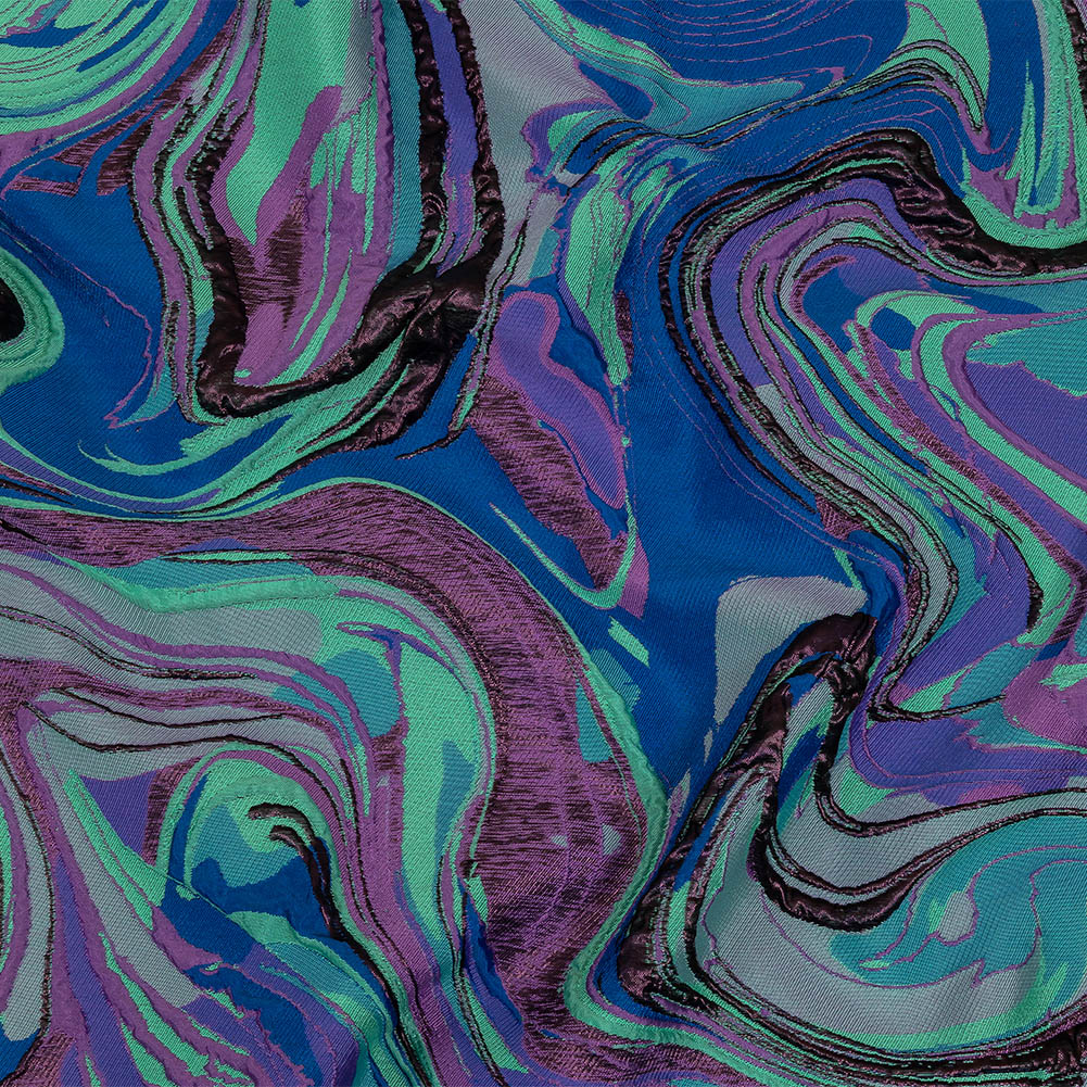 Lilac, Seafoam and Blue Marbled Metallic Luxury Brocade - Joann Fabrics