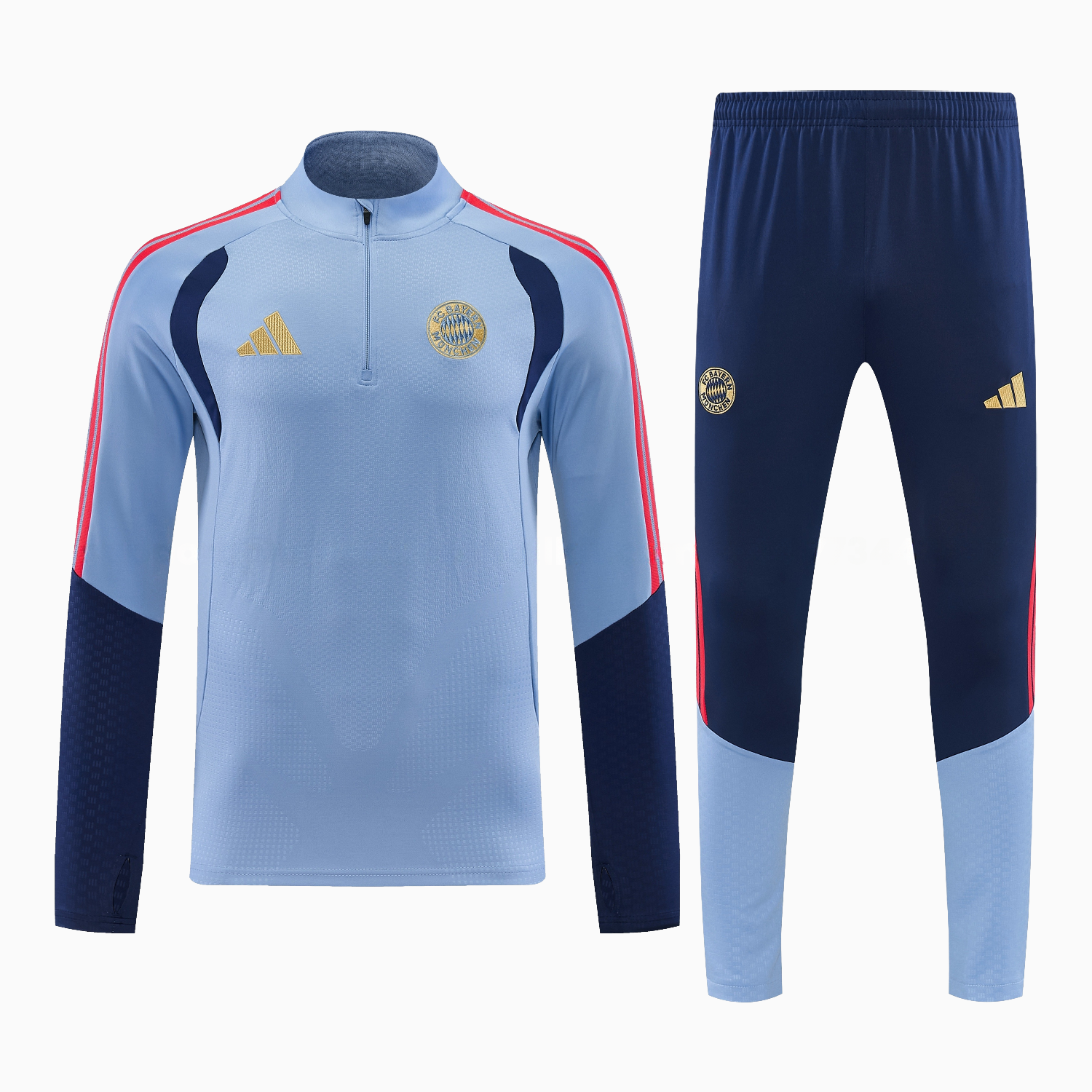 Bayern Munich 26-27 Long Sleeves Training Set - Light Blue Top and Dark Blue Pants - UnitedFutballJersey