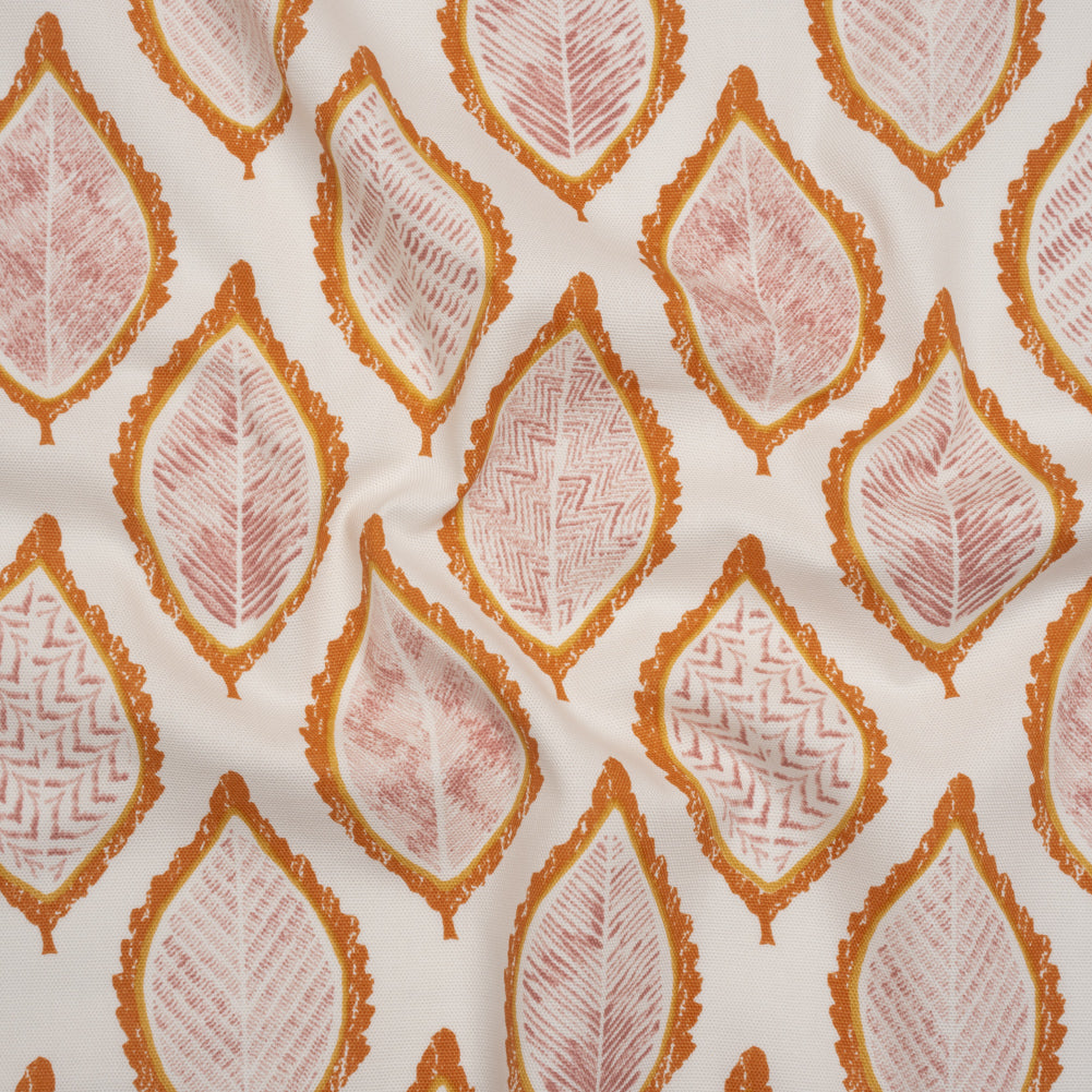 Cotton Canvas Print - Tangerine Textured Leaves - British Imported - Joann Fabrics