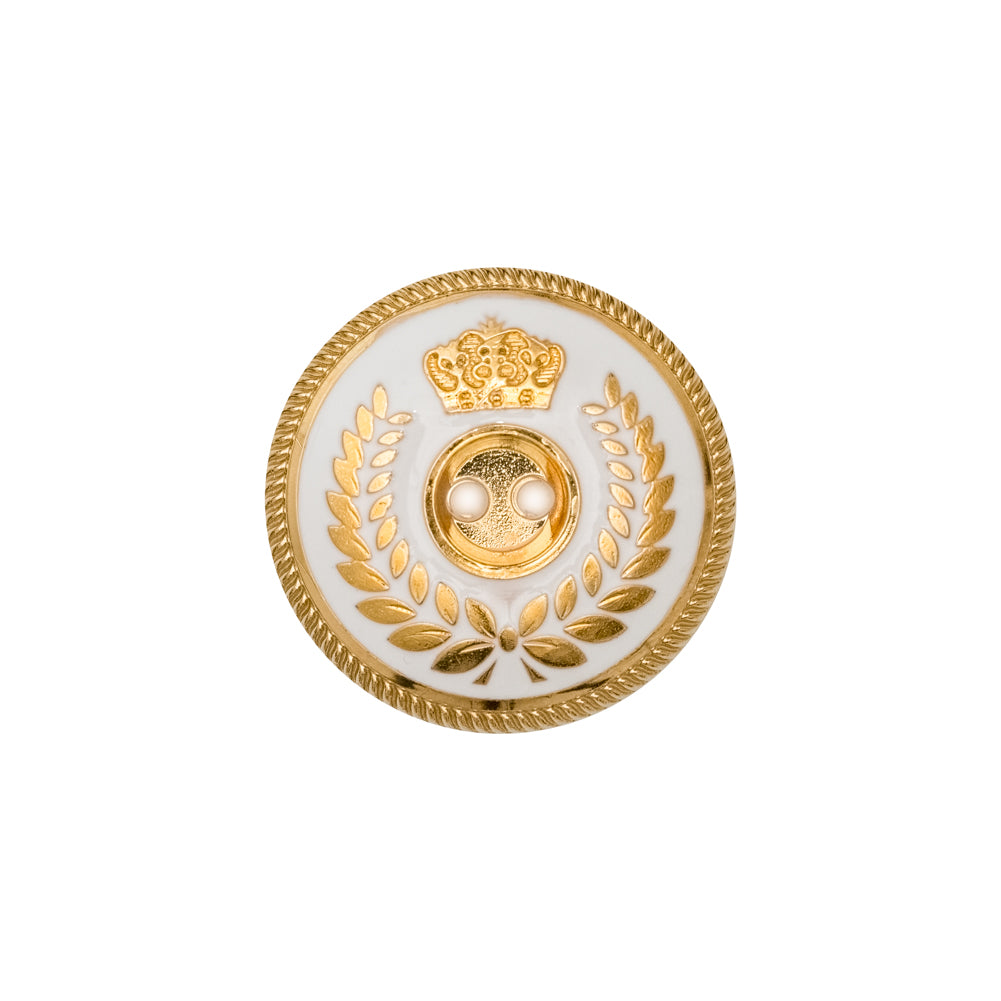 Italian Gold and White 2-Hole Crest Button - 32L/20mm - Joann Fabrics