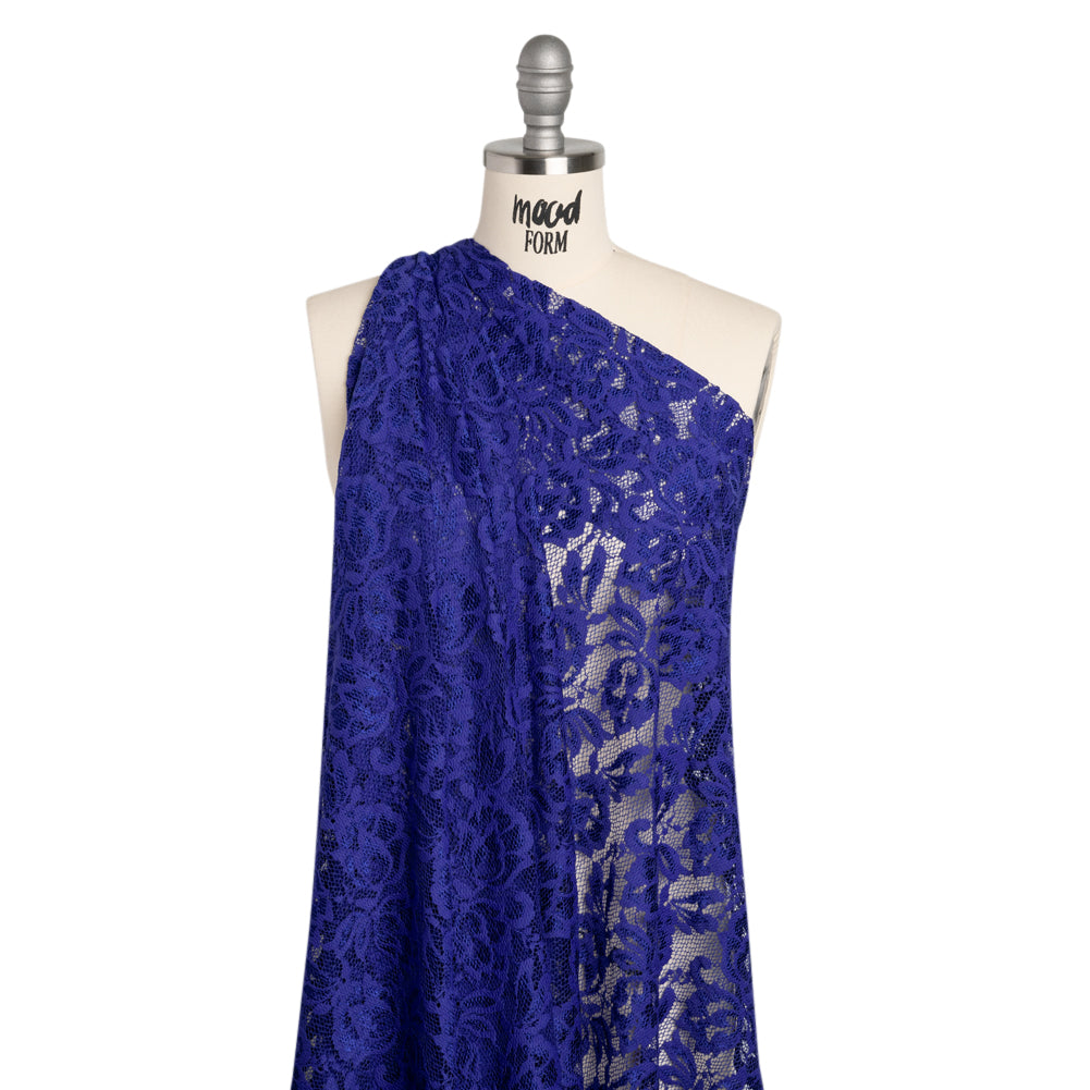 Stretch Raschel Lace with Finished Edges - Royal Blue Blooming Petals - Joann Fabrics