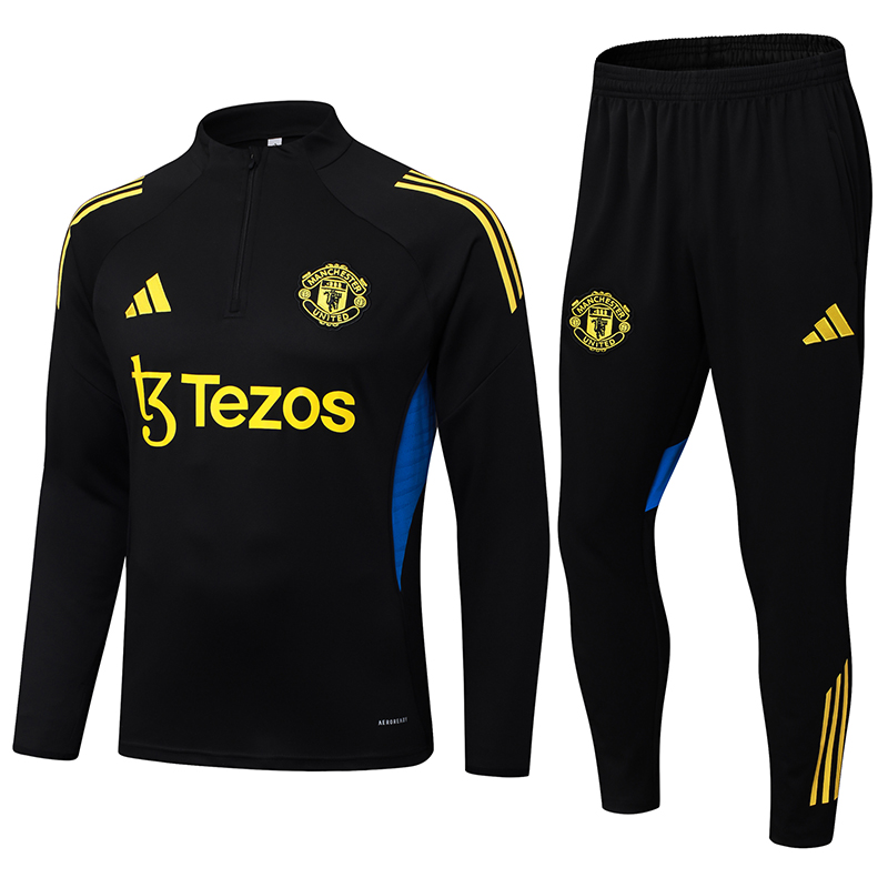 2025/2026 Manchester United Half-Pull Training Suit Black Football Shirt 1:1 Thai Quality Set