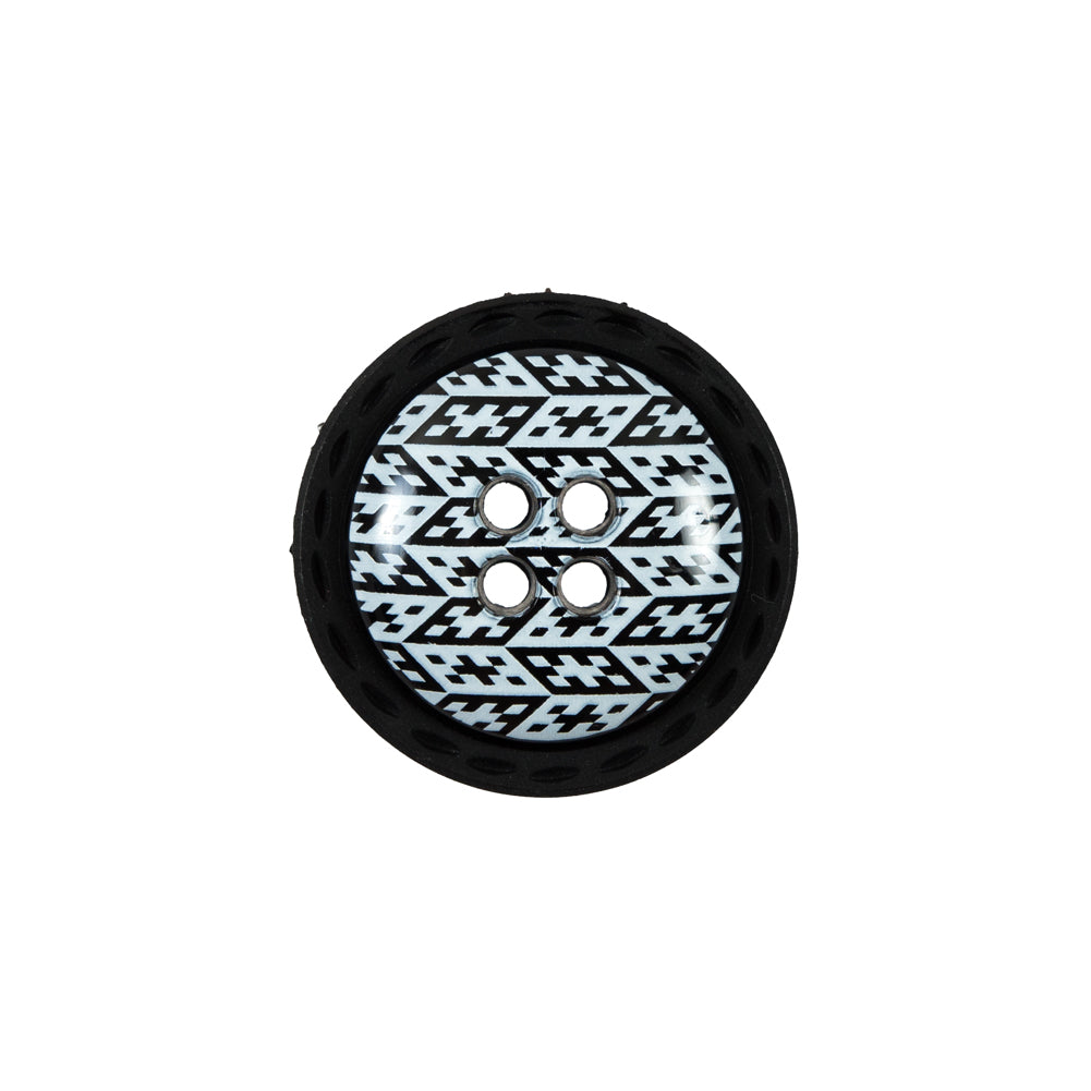 Italian Black and White Geometric Domed Button - 32L/20mm - Joann Fabrics