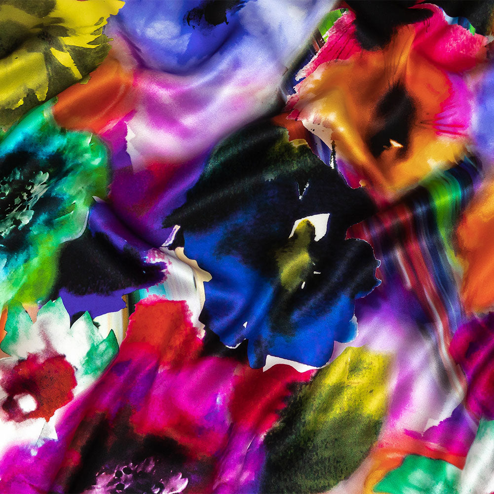 Mood Exclusive Italian Rainbow Floral Splash Silk Charmeuse - Joann Fabrics