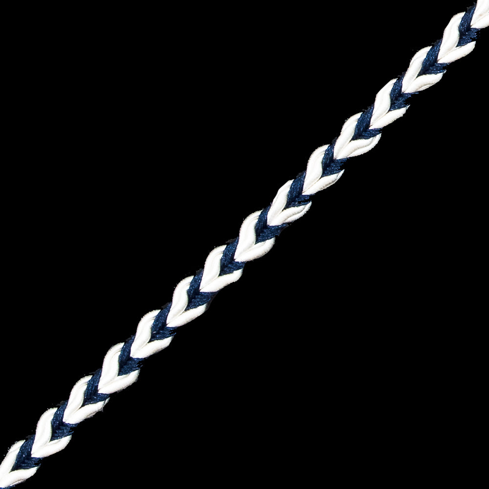 Navy and White Two-Tone Braided Trim - 0.25