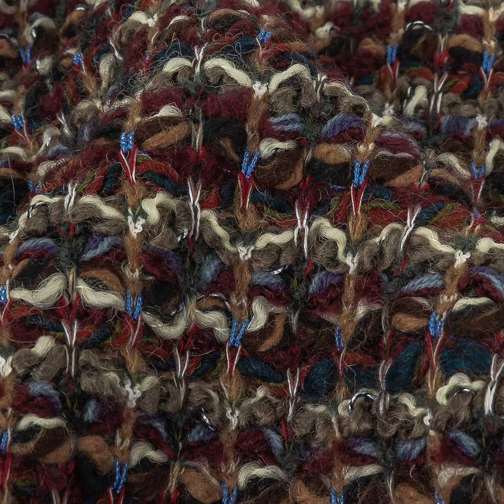 Burgundy, Gray Green and White Loopy Wool Sweater Knit - Joann Fabrics