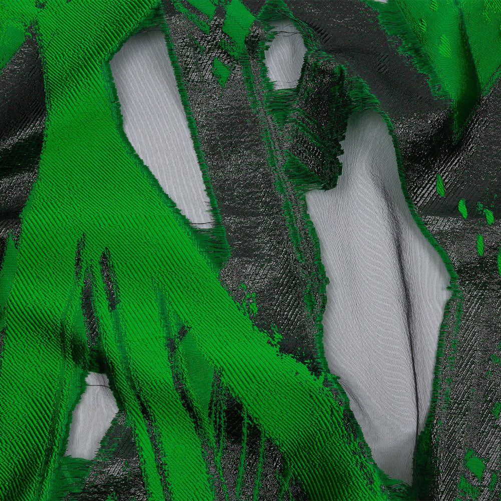 Metallic Black and Green Painterly Geometrics Luxury Burnout Brocade - Joann Fabrics