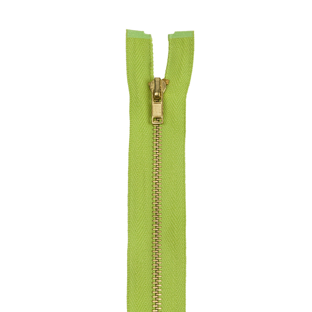 Lime and Muted Gold T5 Open End Metal Zipper - 35.5