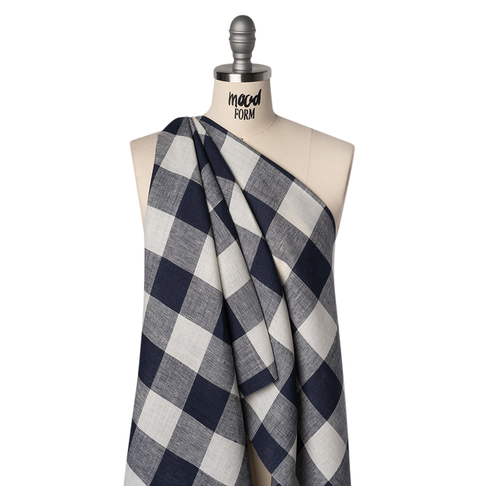 Lightweight Linen Woven - Navy and Cream Buffalo Check - Joann Fabrics