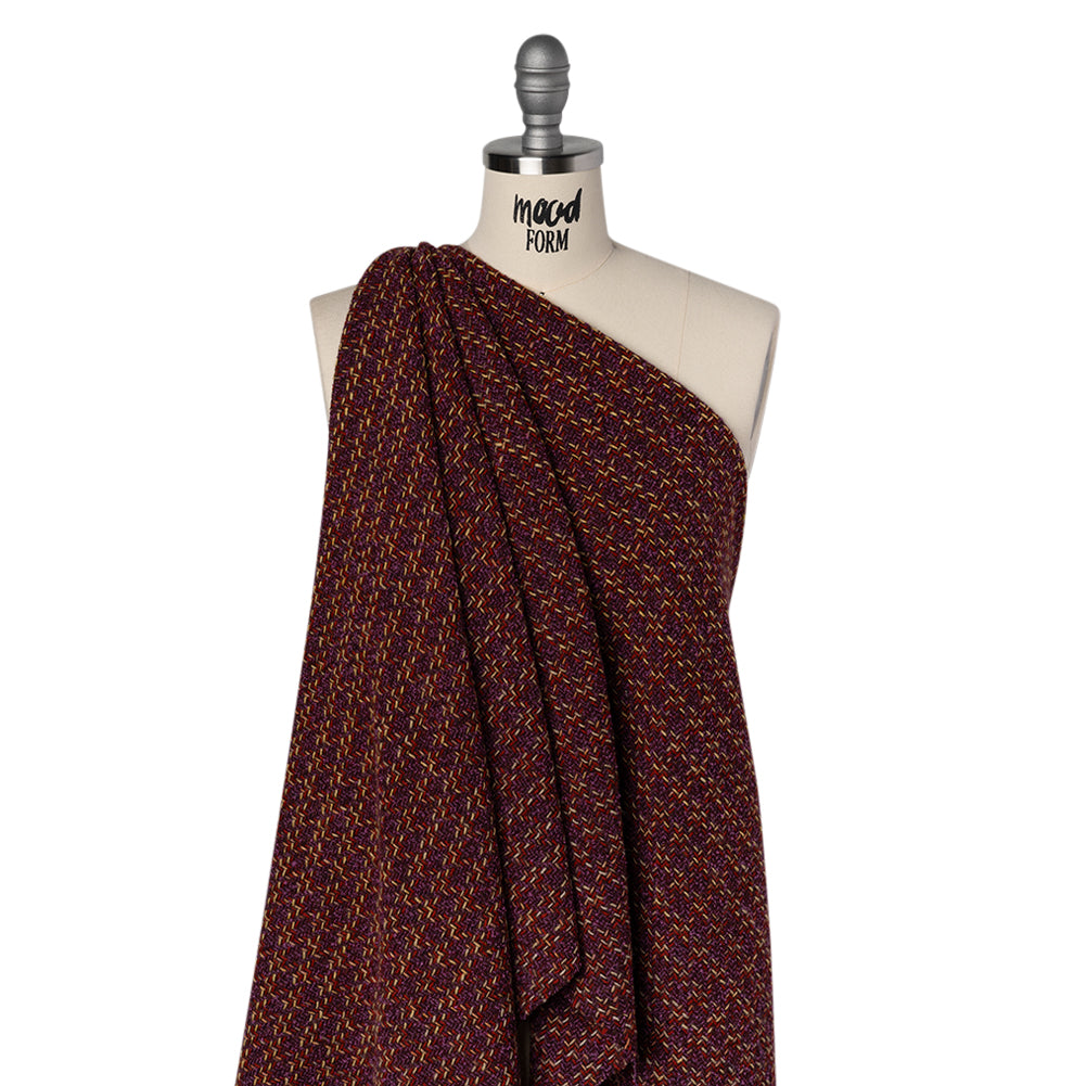 Wool Blend Tweed Twill Made in Italy - Purple, Red and Tan Checks - Joann Fabrics
