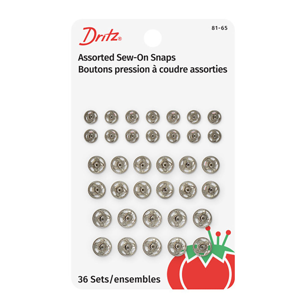 Dritz Sew-On Snaps - Nickel - Assorted Sizes, 36 Sets - Joann Fabrics
