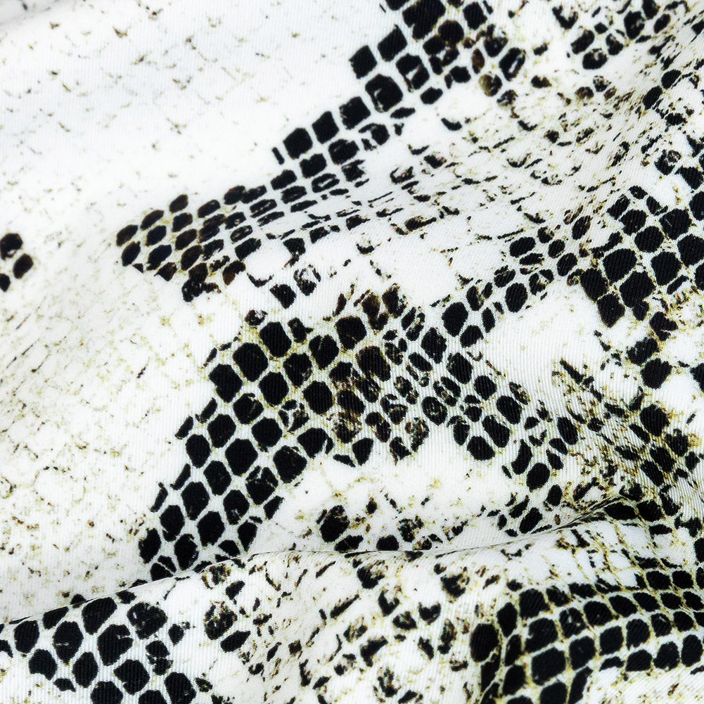 Compression Swimwear Tricot, UV Protective with Aloe Vera Microcapsules - White and Black Python - Caye Collection - Joann Fabrics