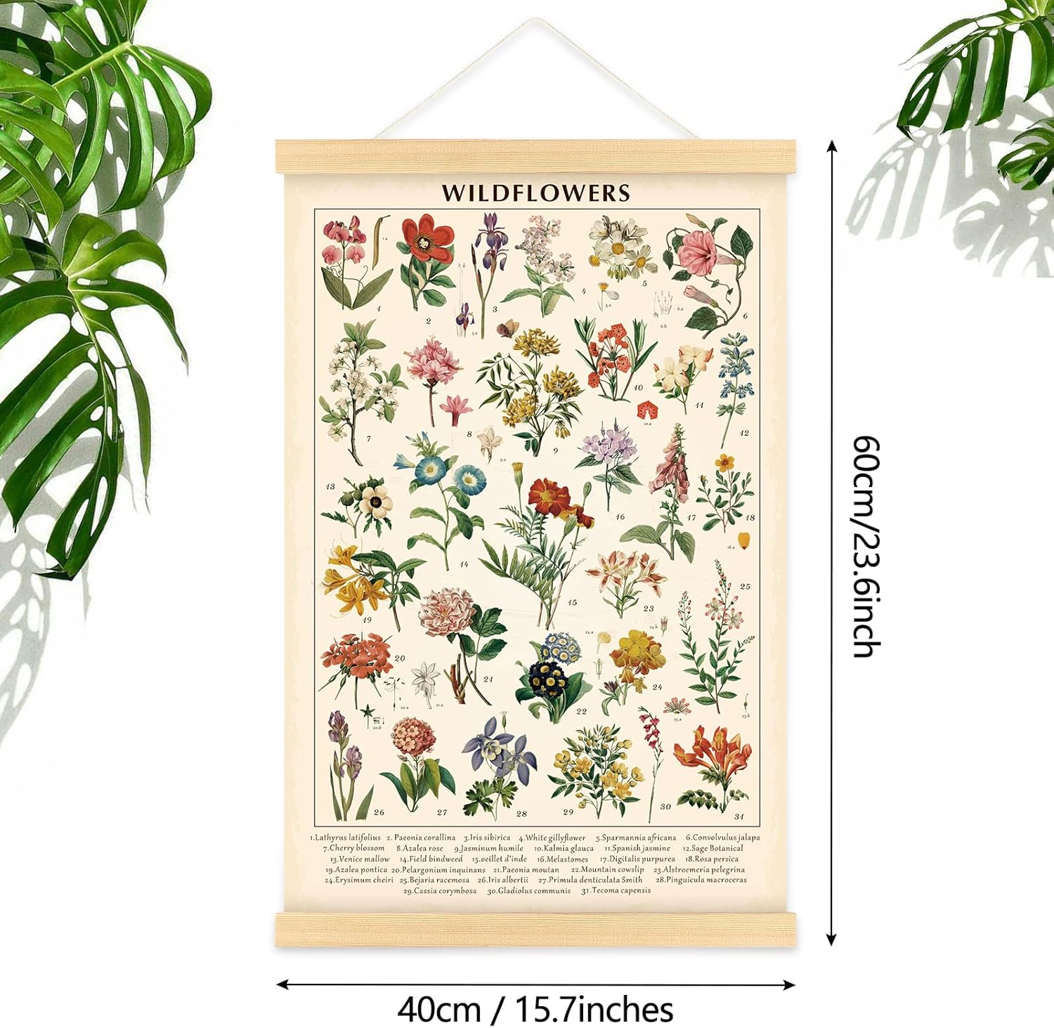 Vintage Wildflowers Poster Botanical Wall Art Prints Colorful Rustic ...