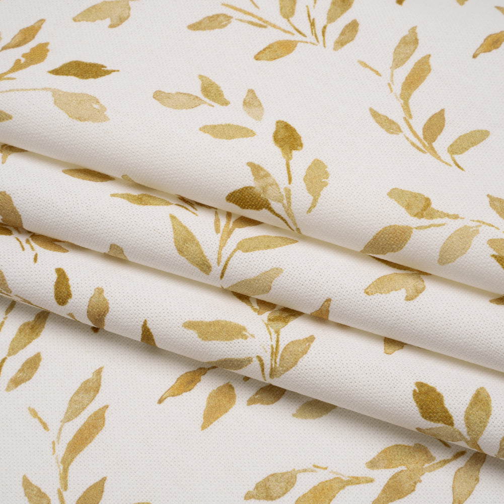 Printed Cotton Canvas - Ochre Leafy Stems - British Imported - Joann Fabrics