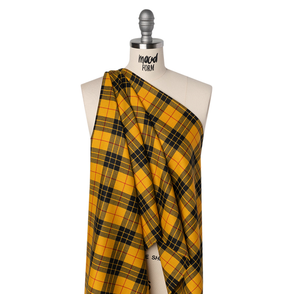 Virgin Wool Twill Made in Italy - Yellow, Black and Red Plaid - Joann Fabrics