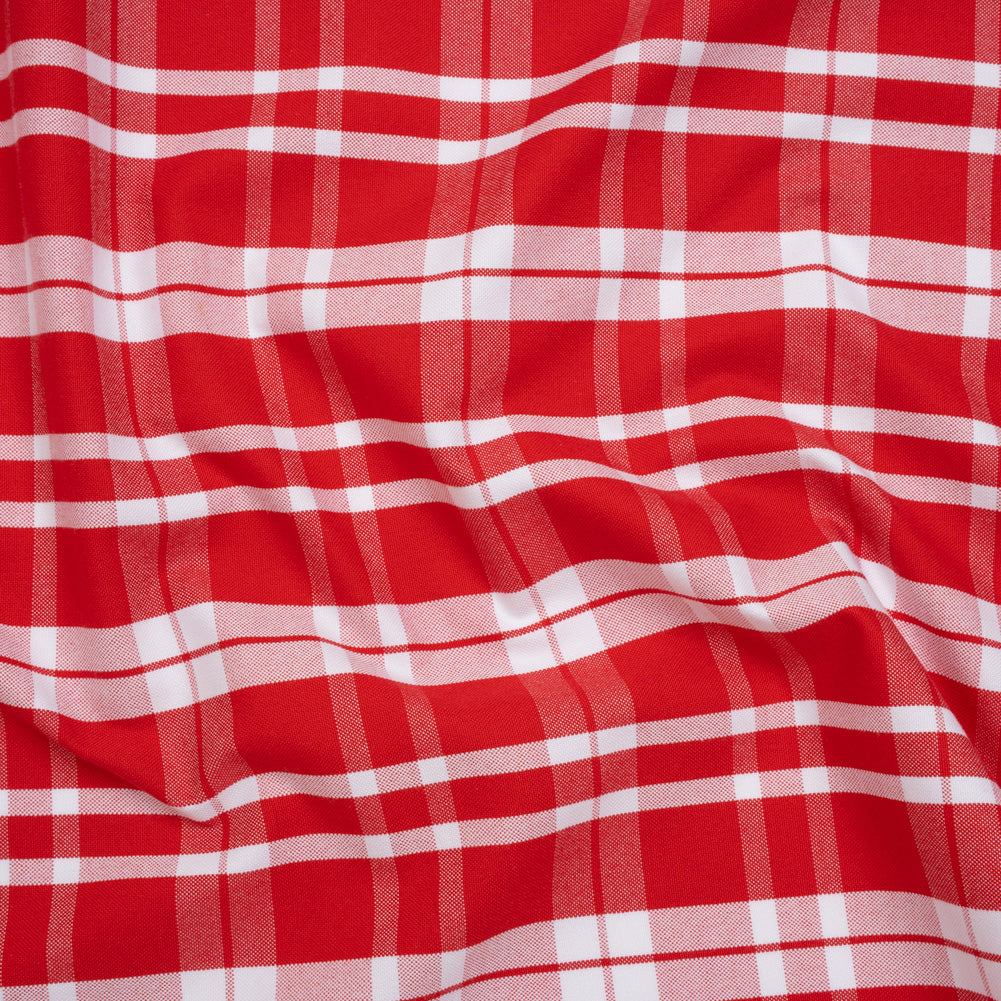 Cotton Oxford Shirting - Fiery Red and White Plaid - Deadstock - Joann Fabrics