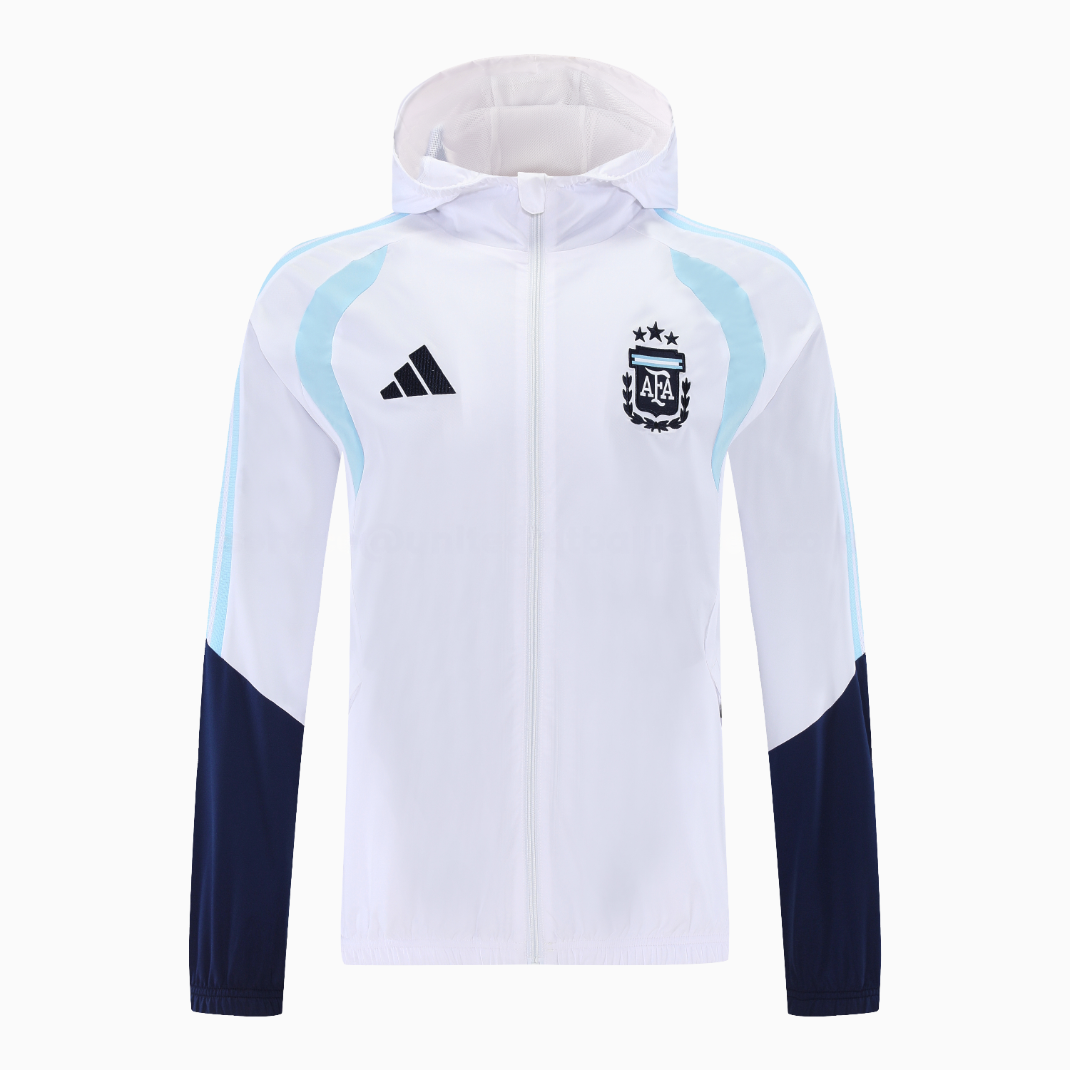 Argentina 2026 Hooded Windbreaker Training Set - White Top & Dark Blue Pants - UnitedFutballJersey