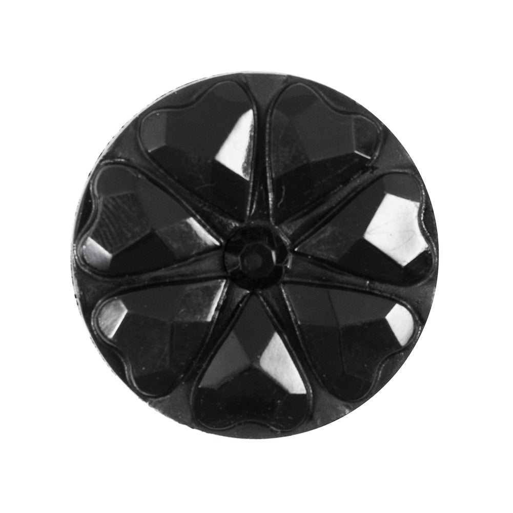 Black Floral Gem Molded Plastic Shank Back Button - 44L/28mm - Joann Fabrics