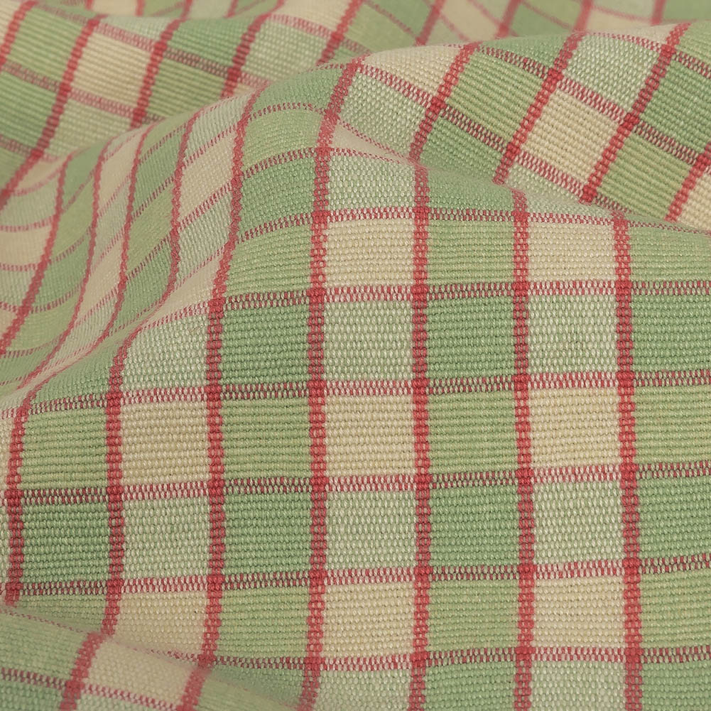 Mint Green and Red Checked Handwoven Cotton - Joann Fabrics
