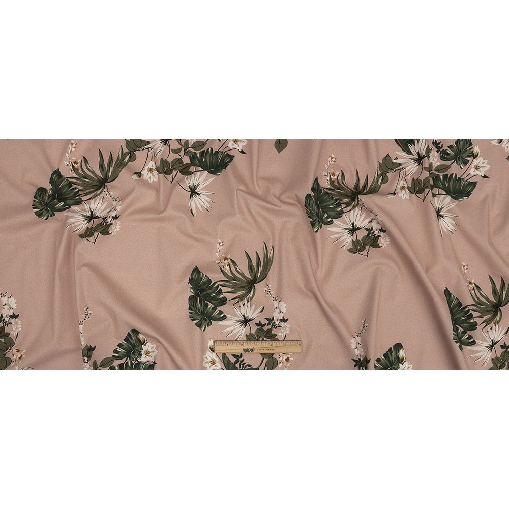 Mood Exclusive Beige Leafy Greens Stretch Cotton Twill - Joann Fabrics