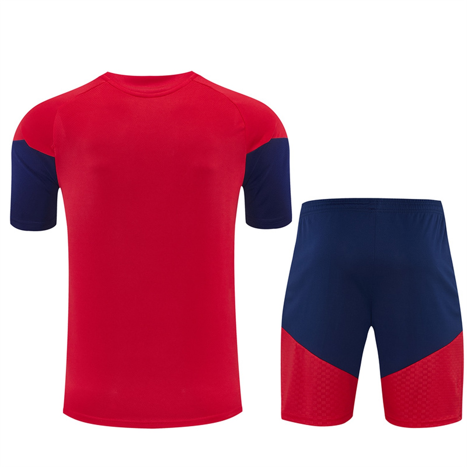 Spain 2026 Two Stars Short-Sleeve Training Set - Red Top & Deep Blue Shorts - UnitedFutballJersey