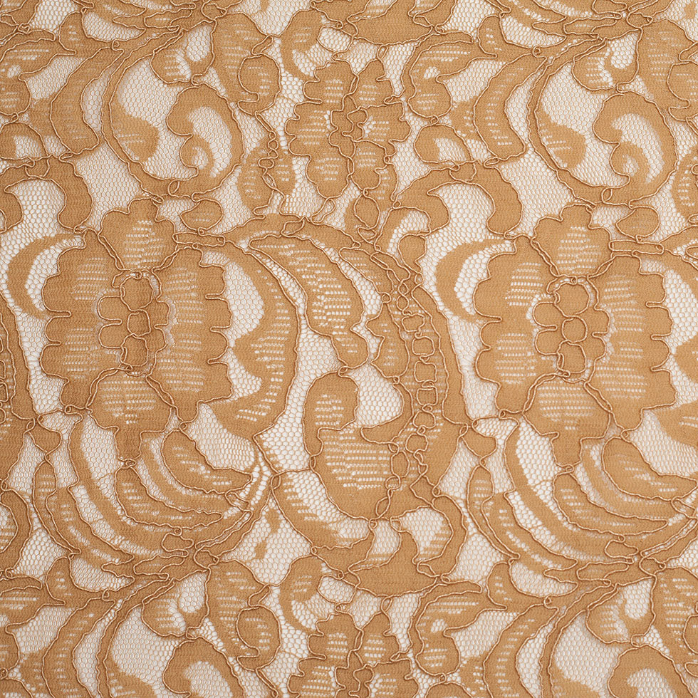 Re-Embroidered Lace with Scalloped Edge - Camel Floral - Joann Fabrics