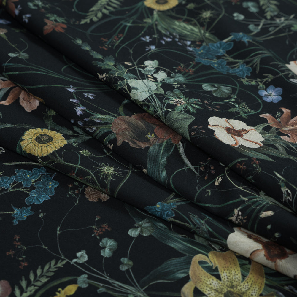 Cotton Voile - Black Floral - Persephone's Bouquet Print - Mood Exclusive Gaia Collection - Joann Fabrics