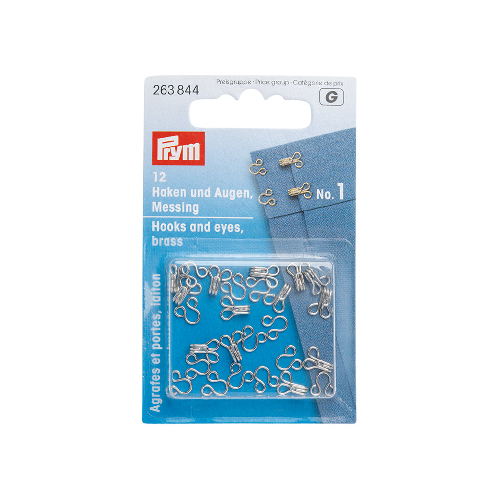 Prym Hooks & Eyes - Silver Size 1 - 12 Sets - Joann Fabrics