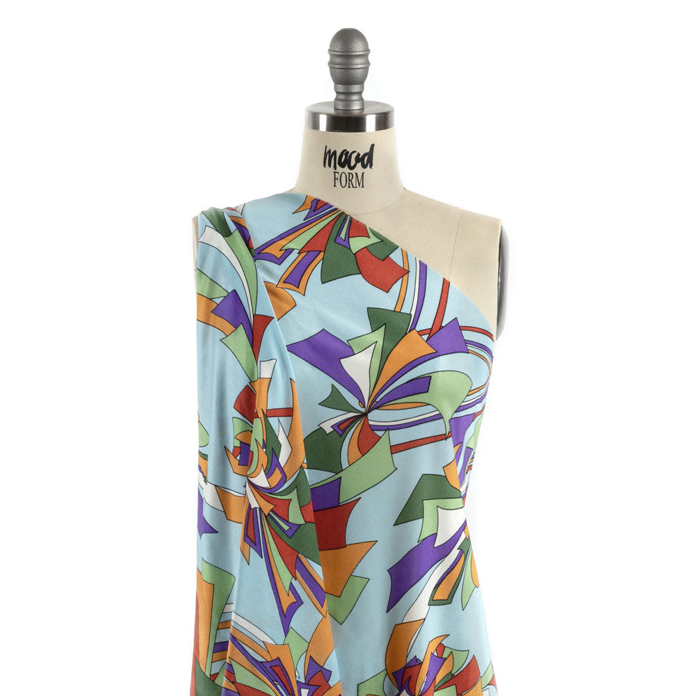 Aqua, Purple and Green Geometric Explosions Silk Jersey - Joann Fabrics